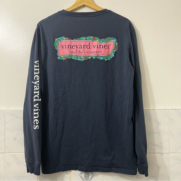 Vineyard Vines Men’s M Blue Crew Neck Martha’s Vineyard Cotton Long Sleeve Shirt - Picture 4 of 7